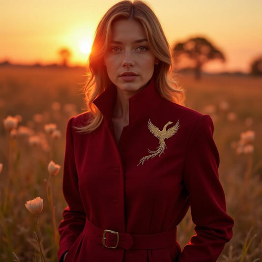 Phoenix Autumn Jacket Burgundy - Front with Infinite Wings Patch